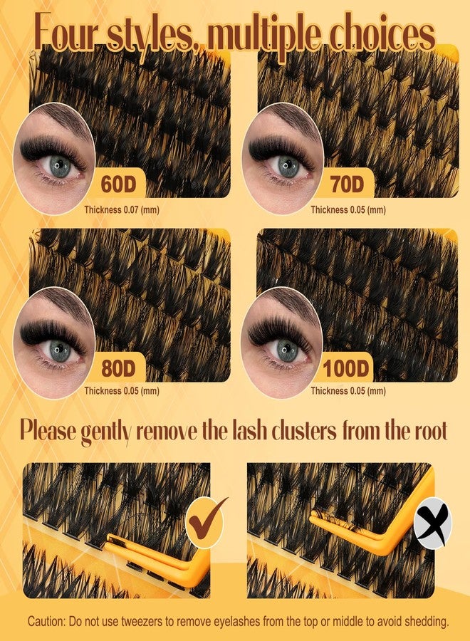 QUEWEL 320PCS Lash Clusters Kit 60D+70D+80D+100D Lashes Clusters Kit 10-18mm Cluster Lashes Individual Eyelash Clusters Reusable for Natural DIY Cluster Eyelash Extensions for Beginners - Image 4